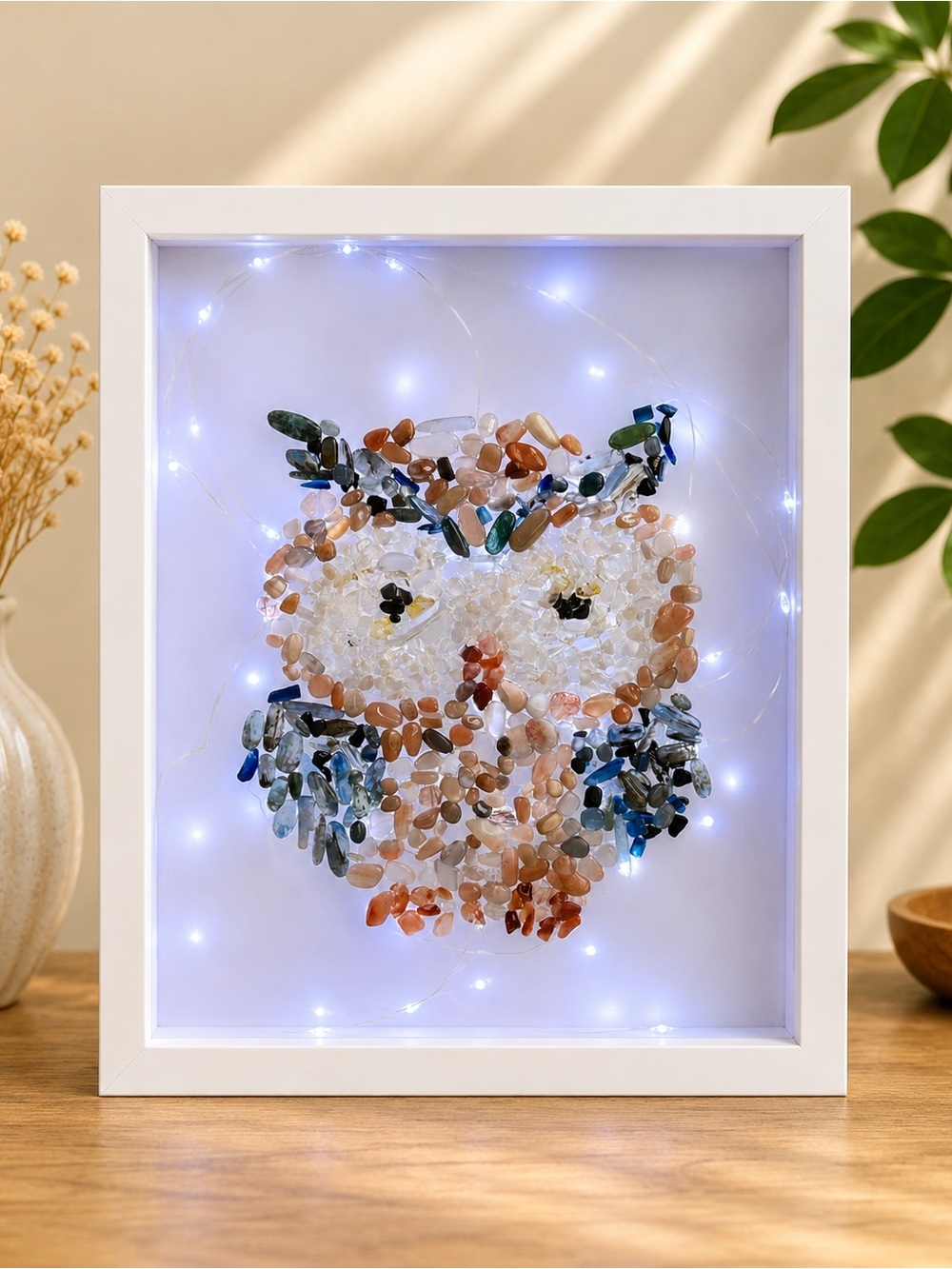 Crystal Chips Owl Light Box